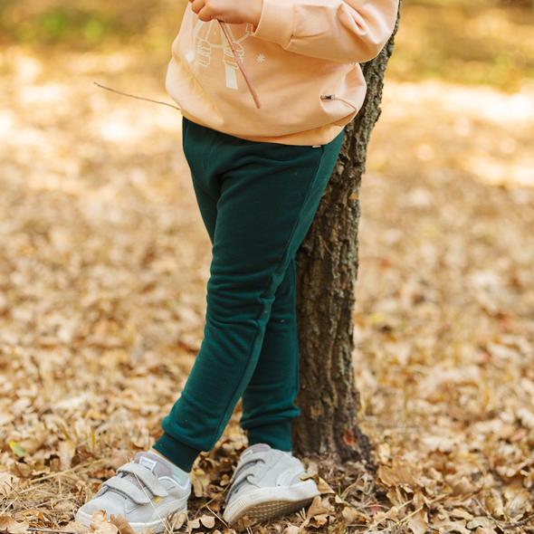 Organic cotton "Cross" Pants -Aged 6m to 5Yrs- Colored Pine Green