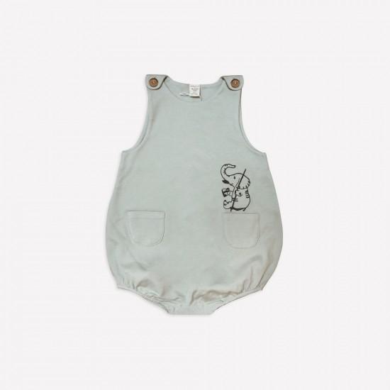 Organic Mineral Gray ’Elephant’ Baby Bubble Onesie-Aged 3m to 18m
