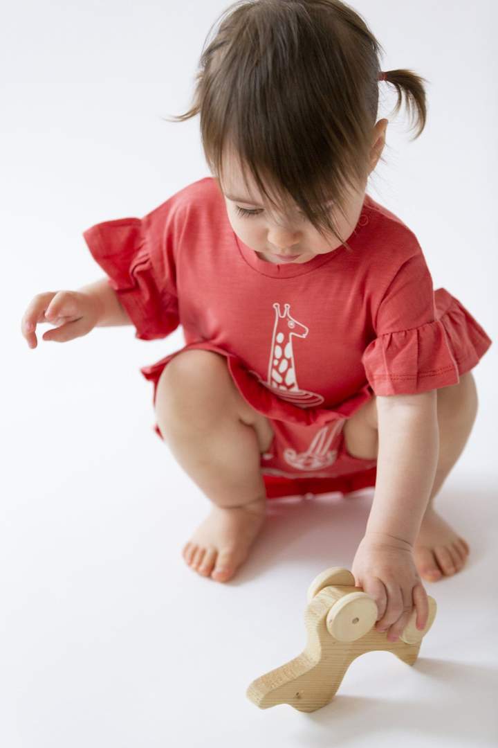 Organic cotton "Frills" T-shirt - Aged 6m to 7 Yrs- Colored Cranberry