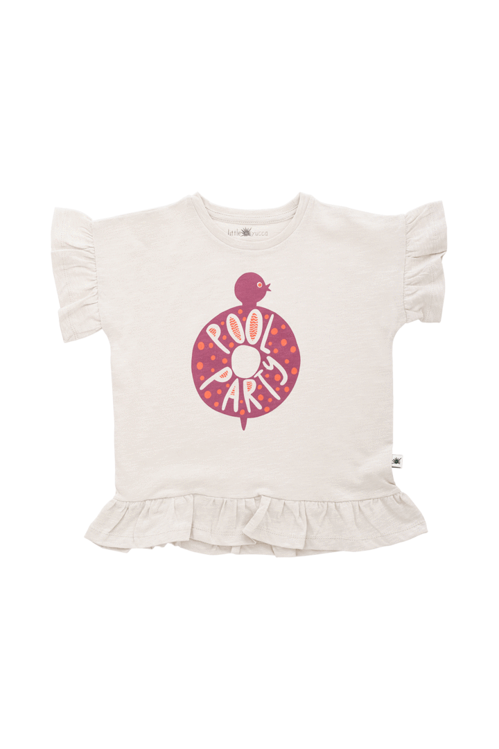 White organic cotton T-shirt for baby girls with frills