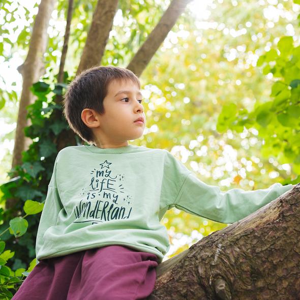 Organic cotton "Grow" Sweatshirt - Aged 6m to 7 Yrs- Colored Basil