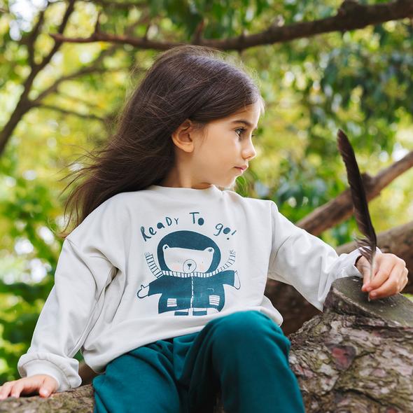Organic cotton "Grow" Sweatshirt - Aged 6m to 7 Yrs- Colored Light Grey