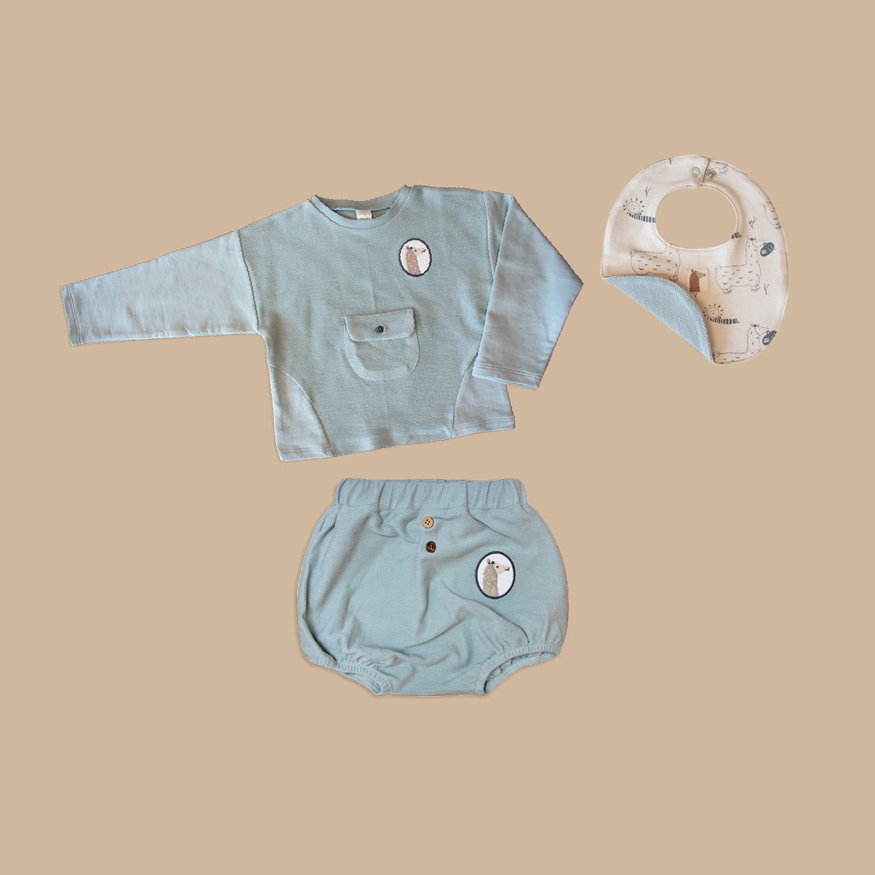 BELGIAN BLOCK ‘LAMA’ POCKET SWEATER - Aged 3 m to 2 Yrs.