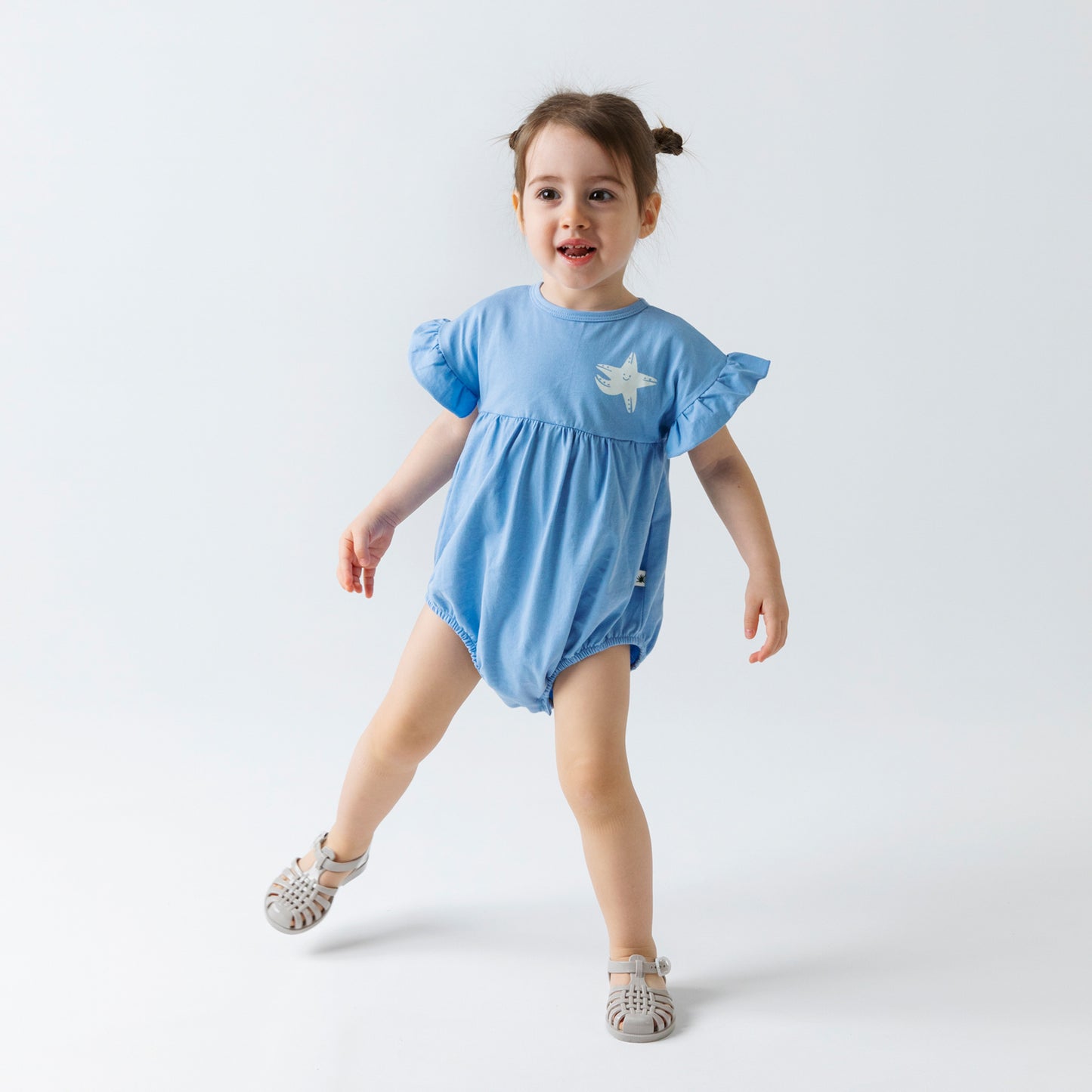 Organic cotton Mermaid Romper - Aged 0m to 3 Yrs- Colored Cloud Blue