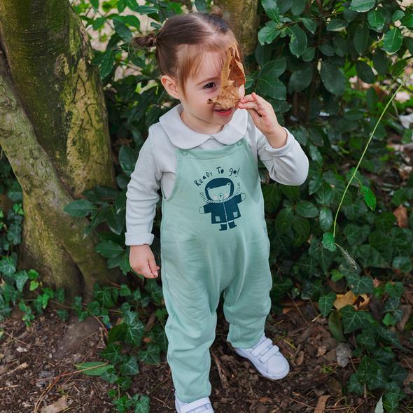 New "Yucca" Dungarees -Aged 6m to 3 Yrs- Colored Basil