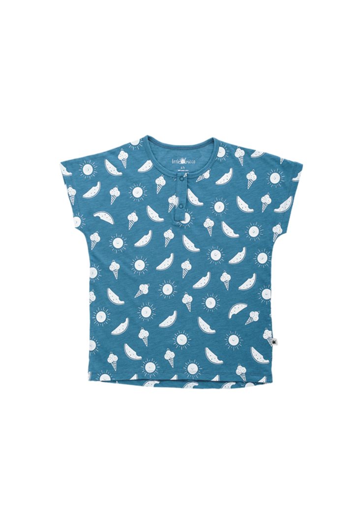 "Party" T-shirt - Aged 6m to 3 Yrs- Colored Blue
