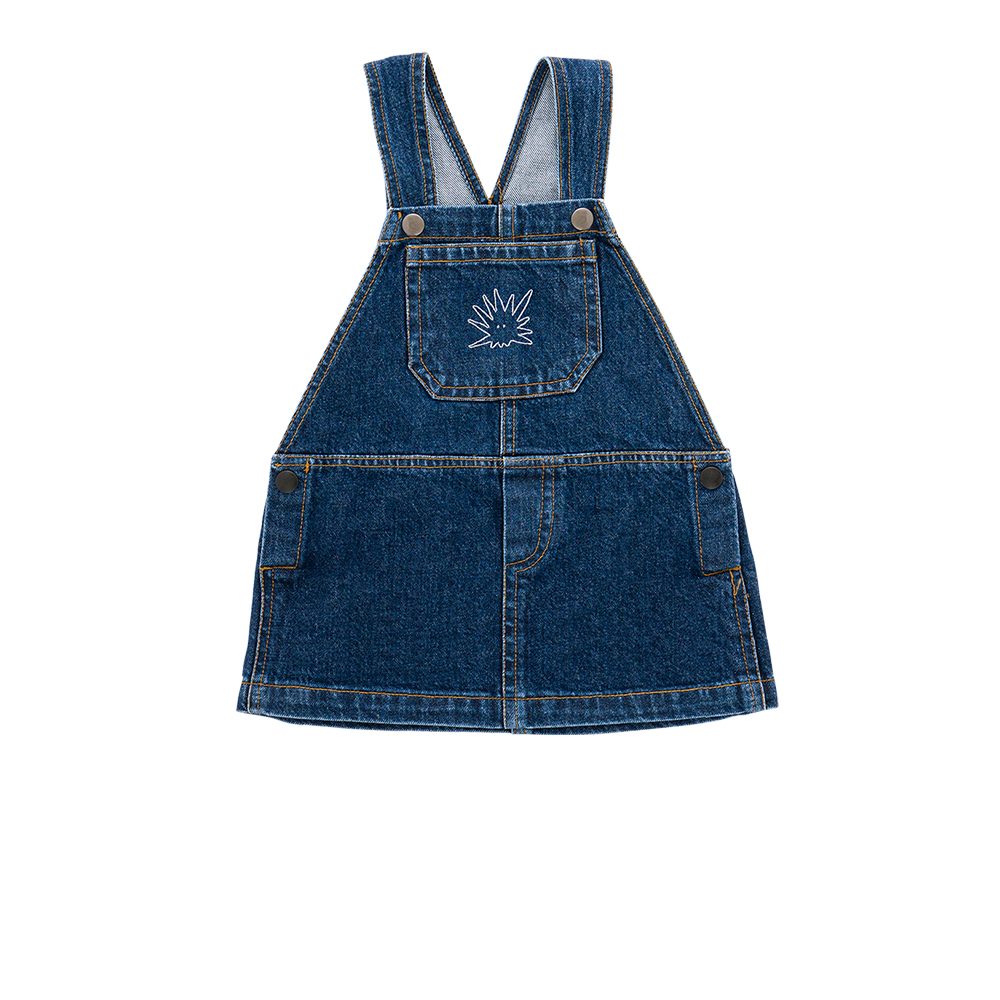 Organic "Pinafore" Denim Dress - Aged 6m to 7 Yrs- Colored Indigo MushiesNme Organic "Pinafore" Denim Dress - Aged 6m to 7 Yrs- Colored Indigo MushiesNme