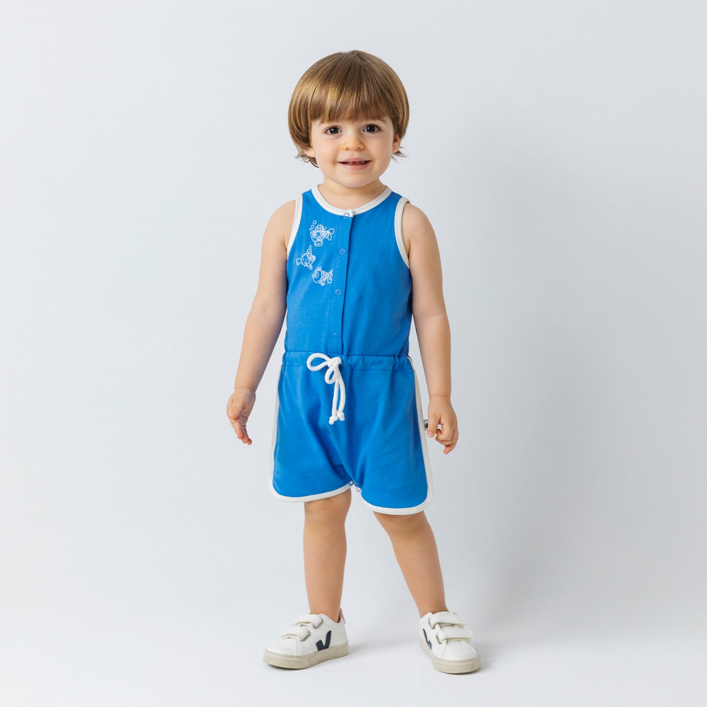 Retro Romper - Aged 0m to 5 Yrs- Colored Blue