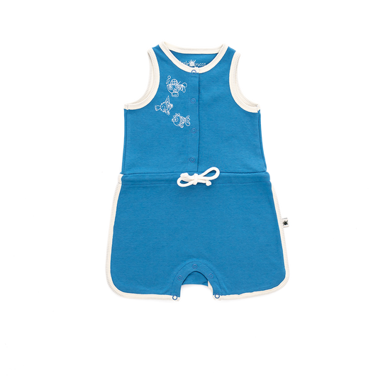 Retro Romper - Aged 0m to 5 Yrs-  Colored Blue