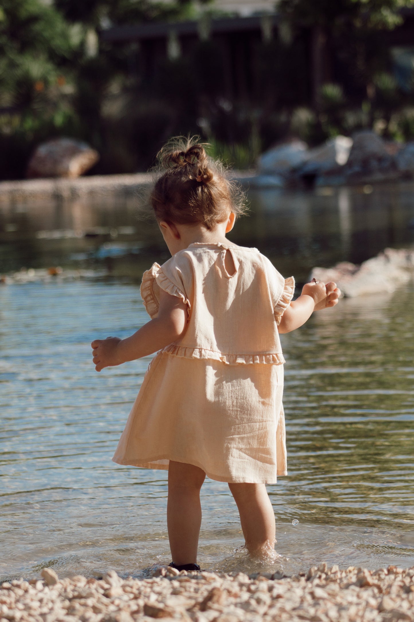 IVORY CREAM ‘FLAMINGO SURFING’ DRESS Aged 6m to 5 Yrs