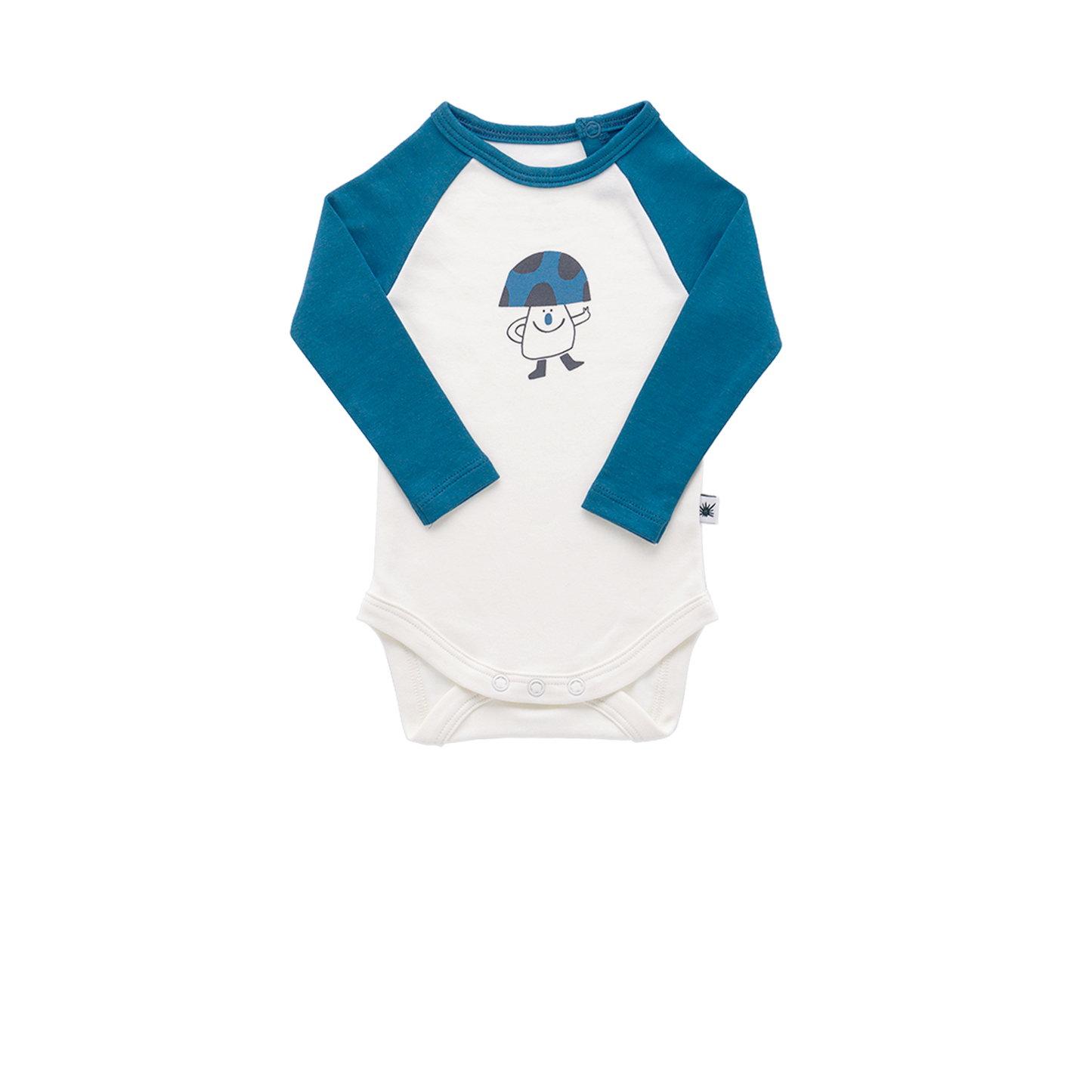 Organic Onesie Long Sleeve "Two-Color" -Aged 0-6 m- Colored Light Grey-Blue