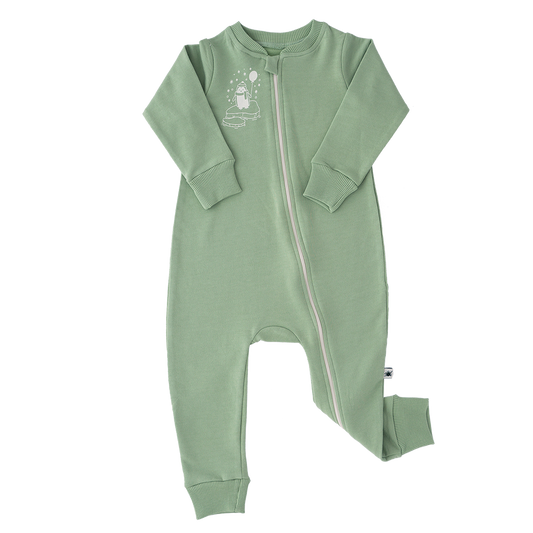 organic cotton Long-sleeve, non footed, double fleece jumpsuit with a zipper