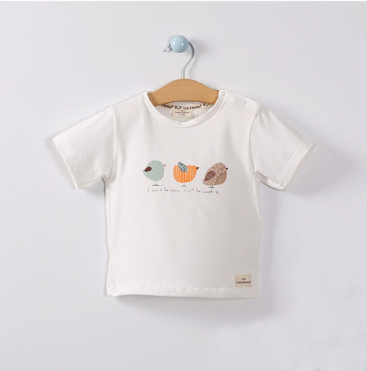 Modal T-shirt -Aged 3 m to 4 Yrs- Colored Ecru