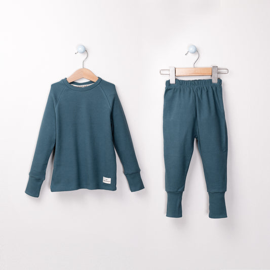 Rubble texture Pyjamas Long Sleeve Set -Aged 1 Year to 6 Year- Colored Petrolium