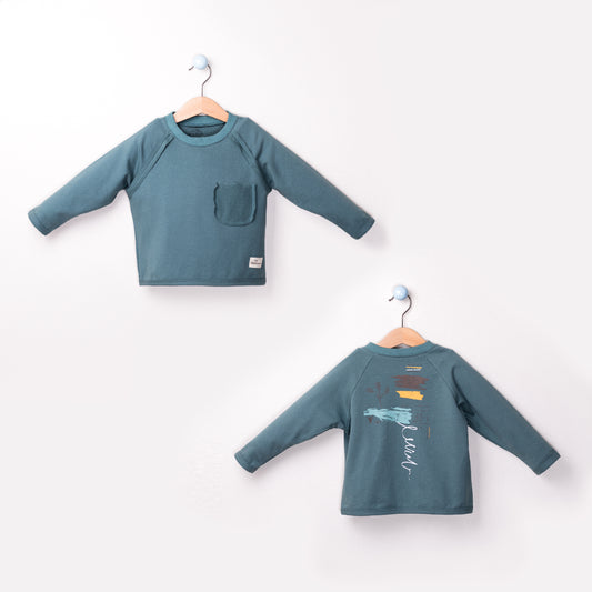 Back Printed sweatshirt  Aged 1 Yrs to 9 Yrs- Colored Petroleum