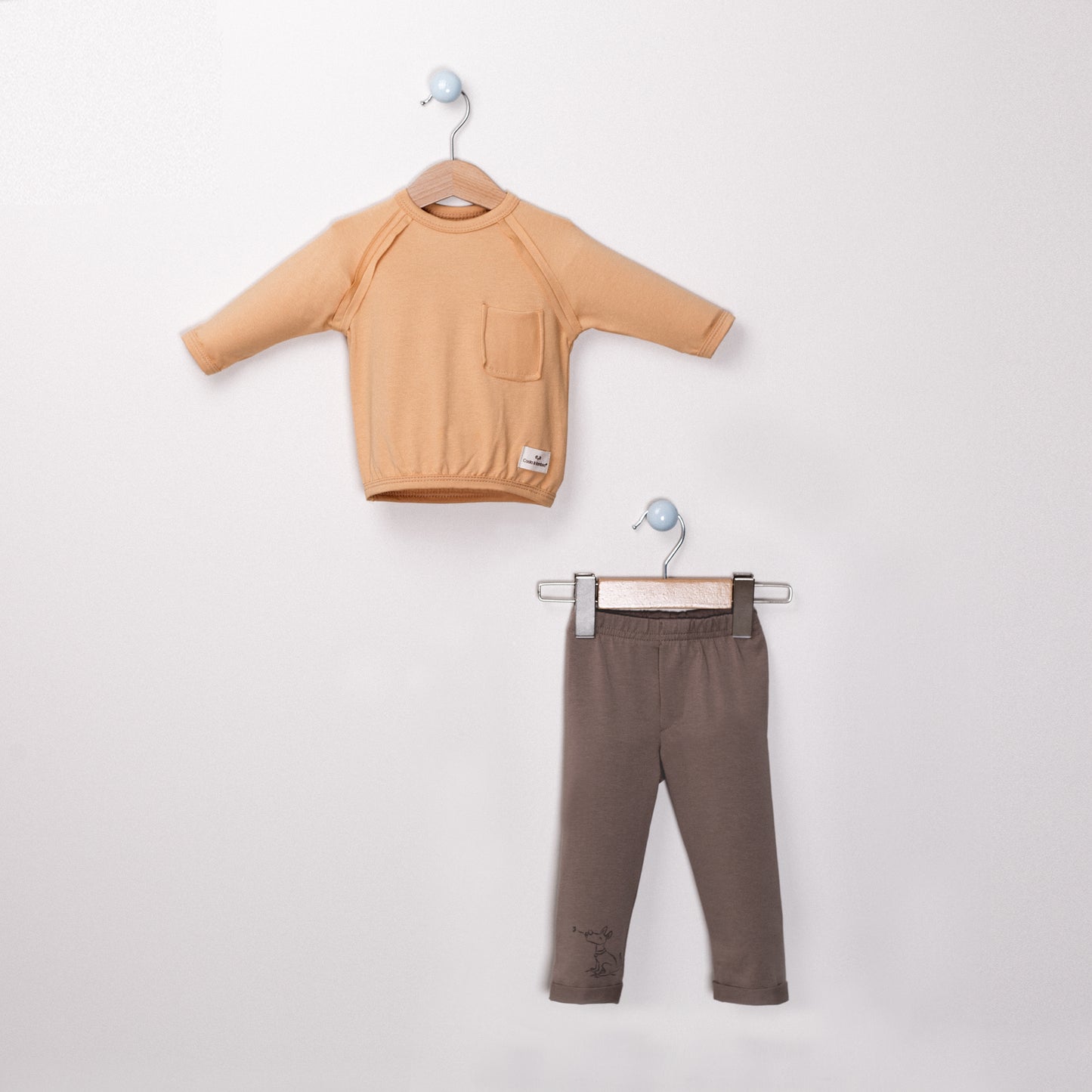 Modal Long Sleeve Set -Aged 3m to 5 Year- Colored Mustard Brown