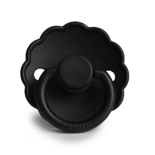 FRIGG Daisy Silicone Baby Pacifier 1-Pack Jet Black Size 2 (6-18 Months)