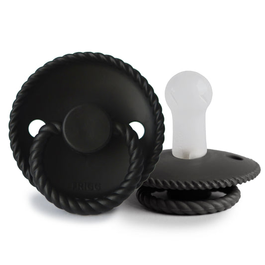 FRIGG Rope Silicone Baby Pacifier 1-Pack Jet Black Size 2 (6-18 Months)