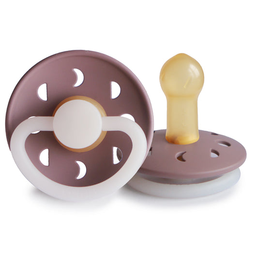 FRIGG Moon Phase Latex Baby Pacifier 1-Pack Twilight Mauve Night  Size 2 (6-18 Months)