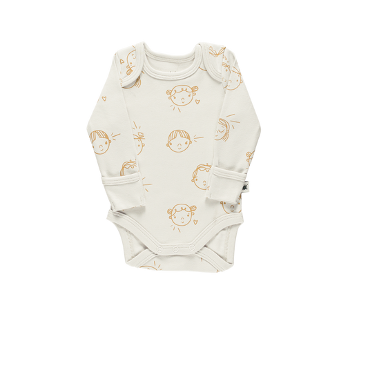 Organic Onesie Long Sleeve "Envelope" -Aged 0-6 Months- Colored Light Grey