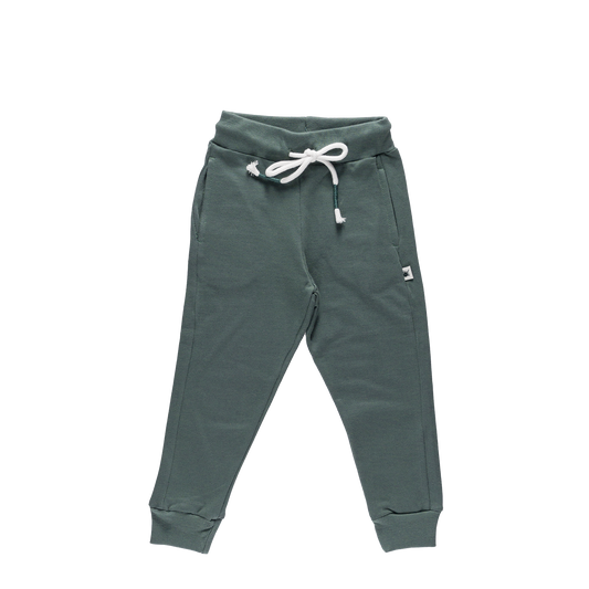 Organic "Jogger" Pants -Aged 6m to 5 Yrs- Colored Deep green