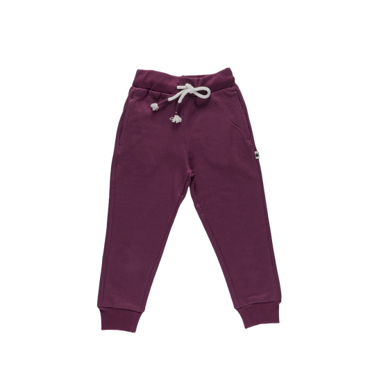 Organic "Jogger" Pants -Aged 6m to 5 Yrs- Colored eggplant