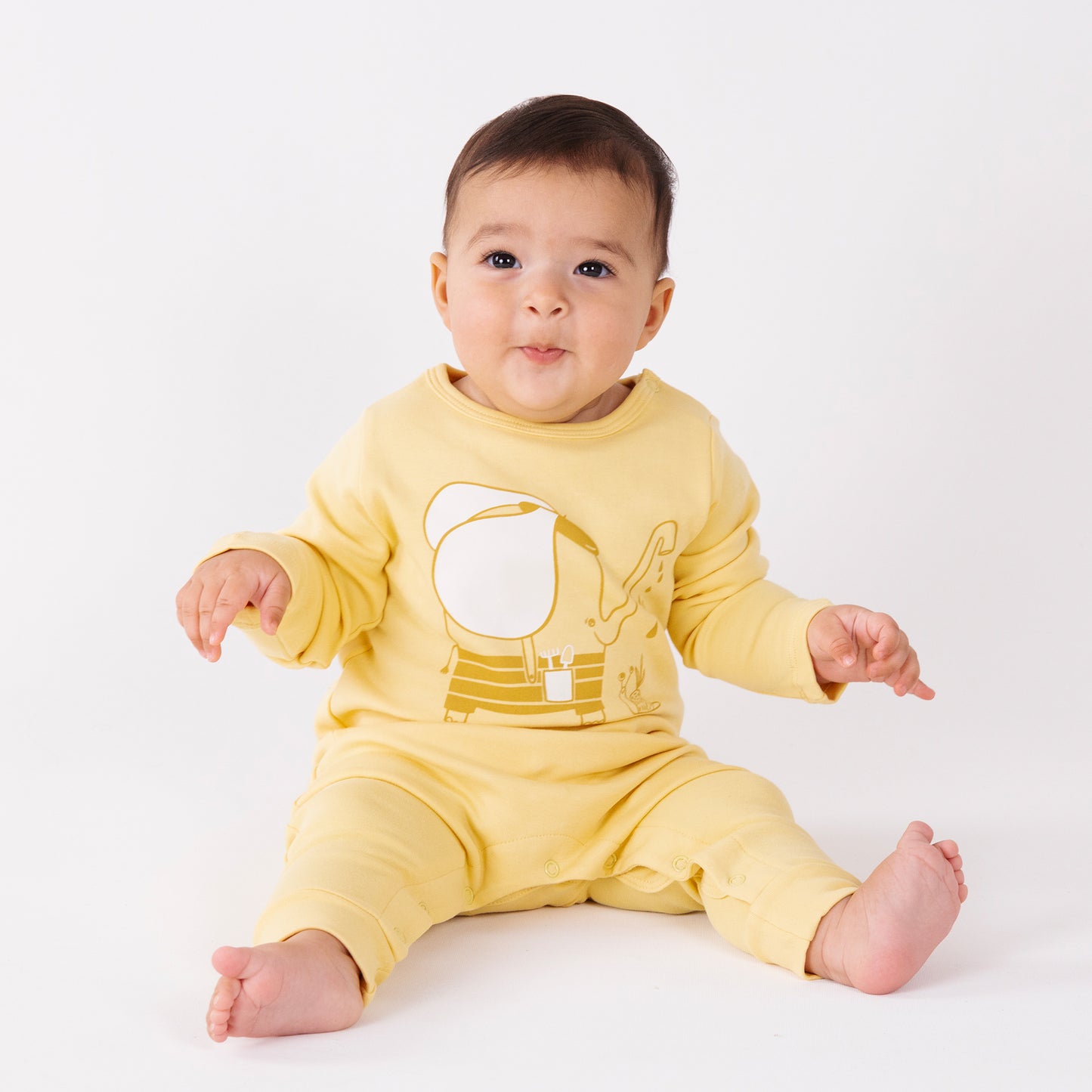 Organic Play Jumpsuit -Aged 3m to 18m- Colored Yellow