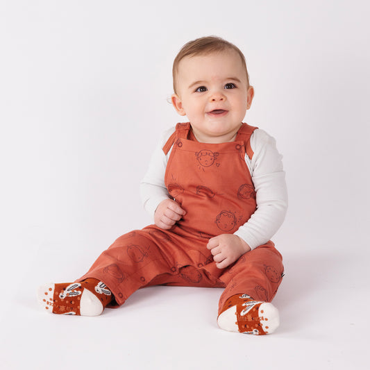 "Yucca" Dungarees Aged 3m to 12m Colored Dark Terracotta