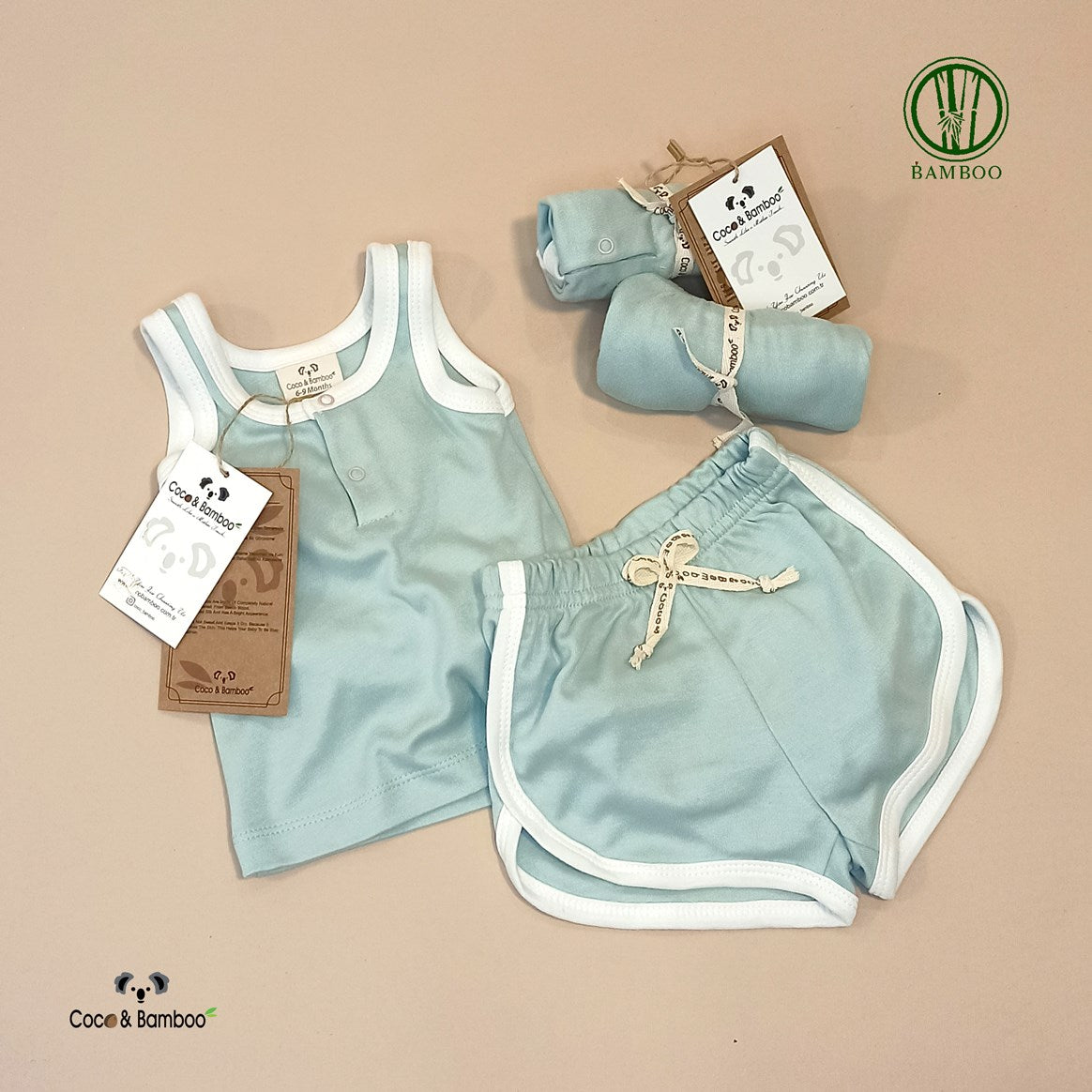 Valencia top & bottom Set Aged 3m to 4 Yrs- Colored Mint