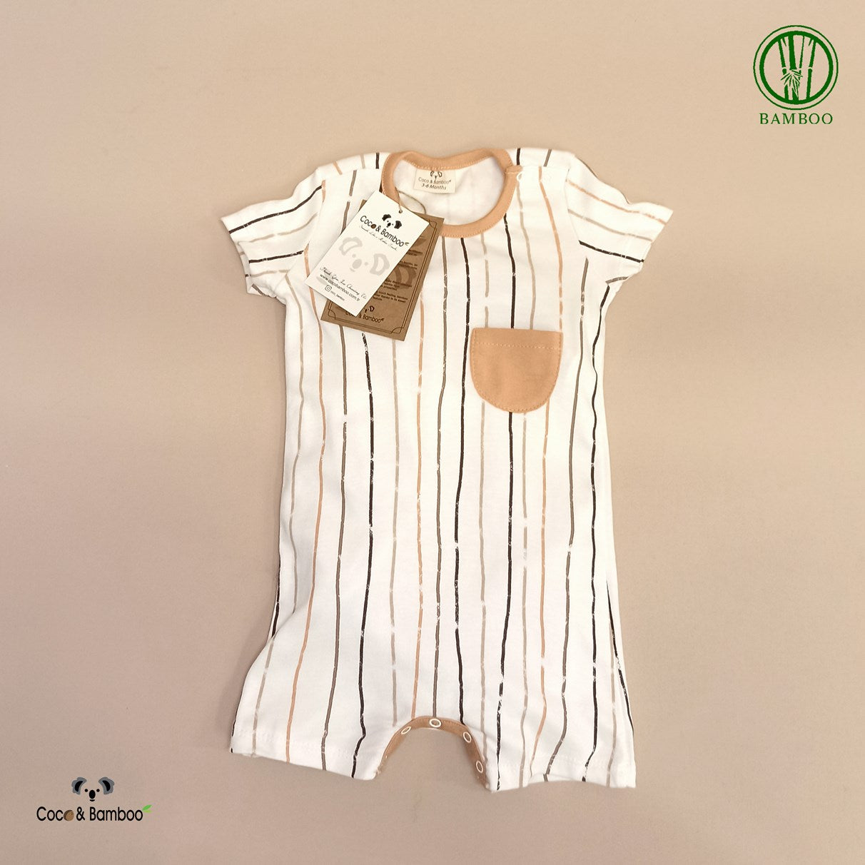 Elephant Printed Bamboo Romper -Aged 3m to 3 Yrs