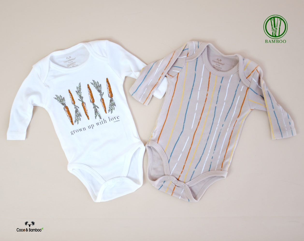 Long Sleeve Bamboo Body suit for babies made of soft cotton