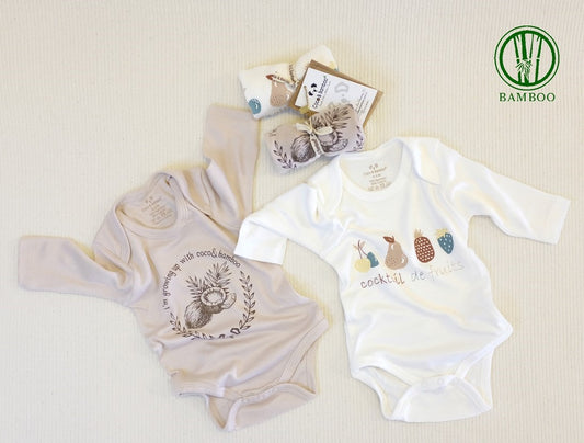 Long Sleeve Bamboo cotton Bodysuit with Snap -Aged 0m to 2 Years, soft and durable cotton