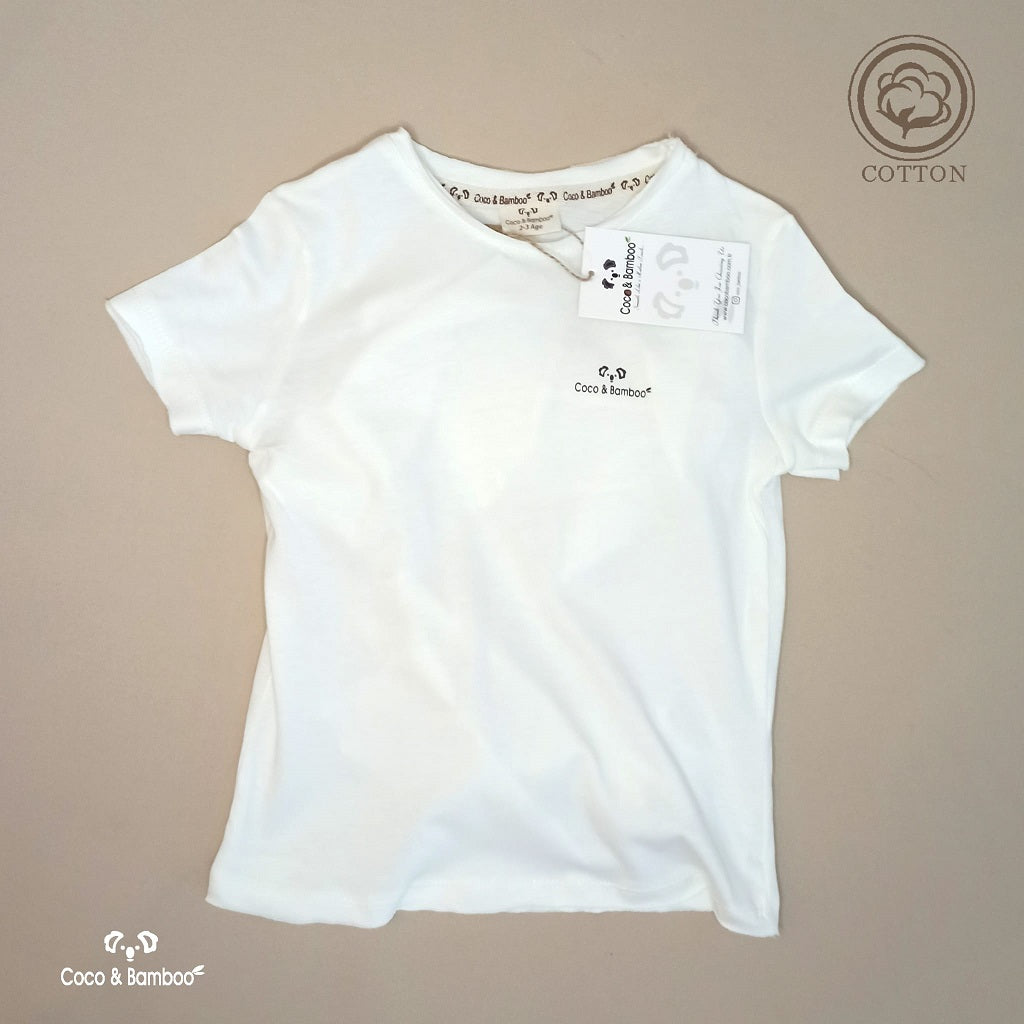 Basic T-shirt - Aged 2 Years to 8 Years- Colored Ecru