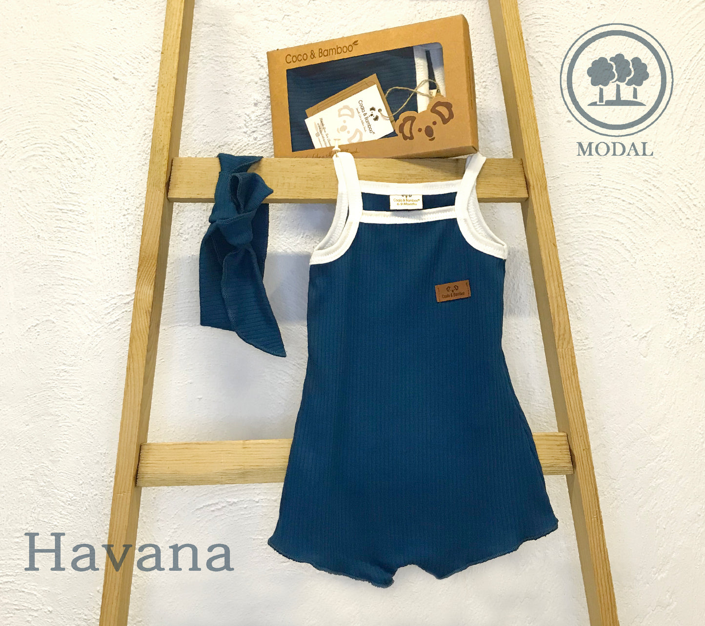 Havana Girl Rompers & Bandana - Colored petrolium- Aged 6m to 4 Years