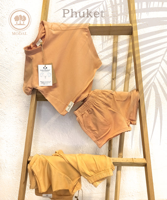 Modal short Set for girls and boys - Aged 9 M to 4 Yrs- colored Peach