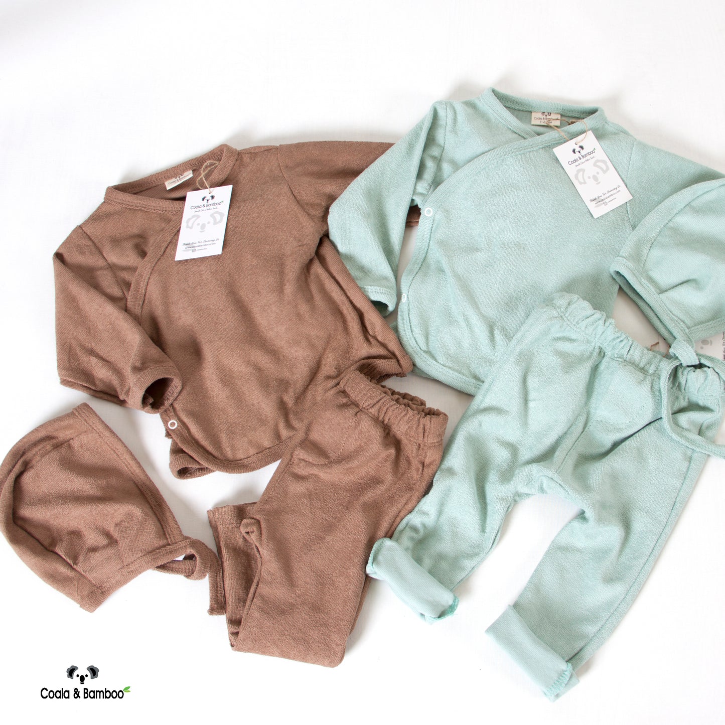 Unisex Thin Towel Bodysuit Set of 3 Pcs Aged 3-12 Months- colored Mint