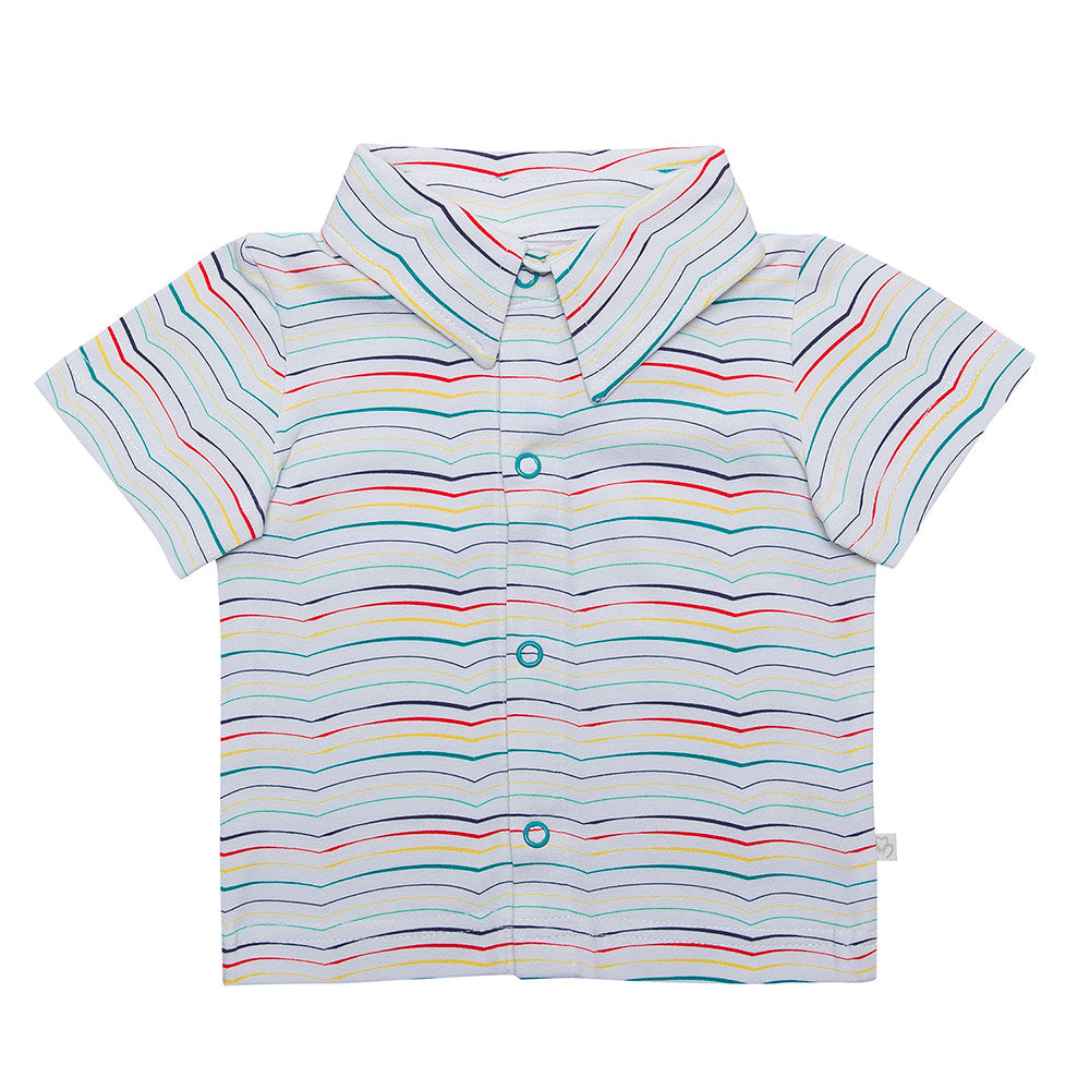 Organic stripped Shirt for boys Aged 0m -18 Months colored white
