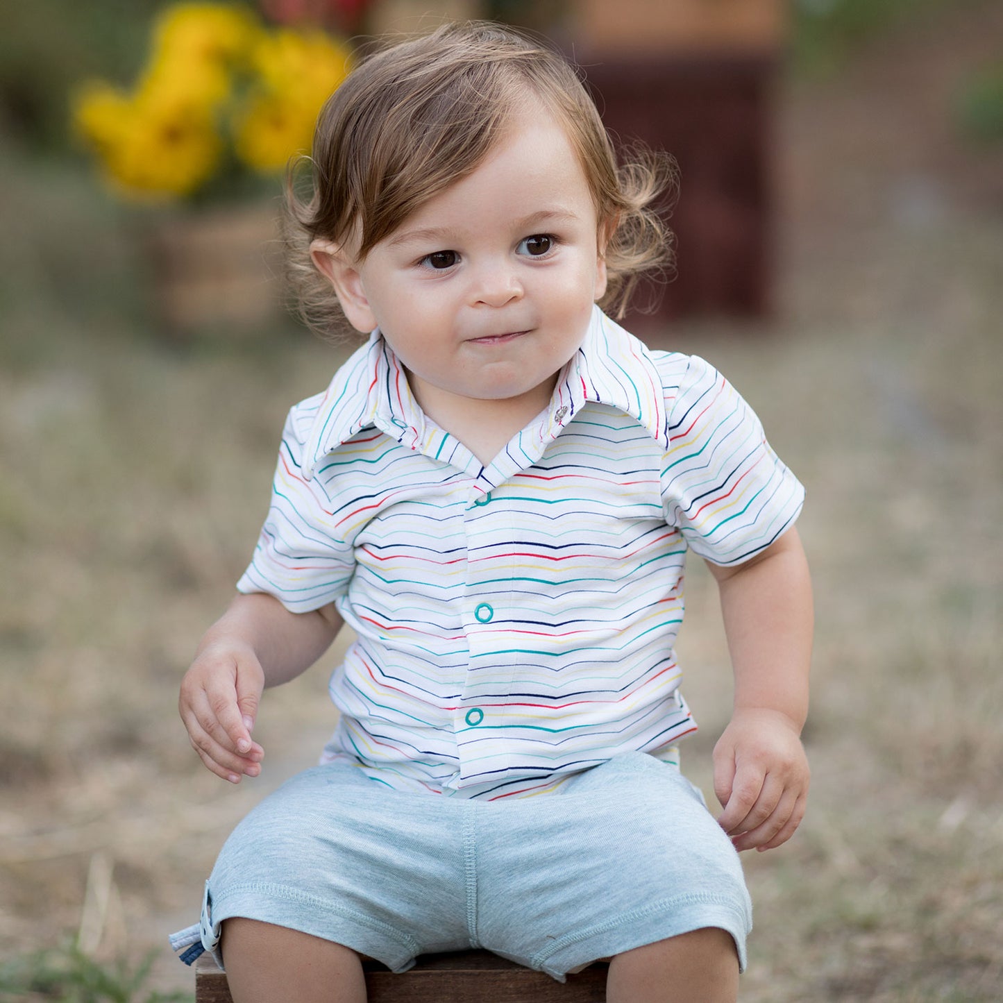 Organic stripped Shirt for boys Aged 0m -18 Months colored white