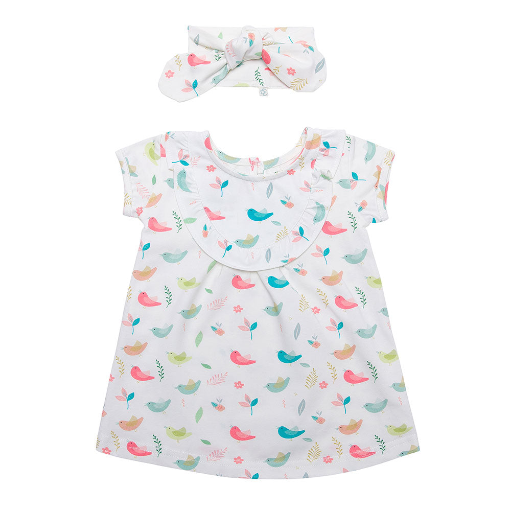 Organic Girl's dress with headband Aged 3m to 24m