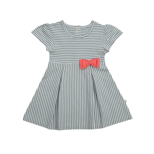 Organic cotton Girl's dress stripped with bow Aged 3m to 24m.