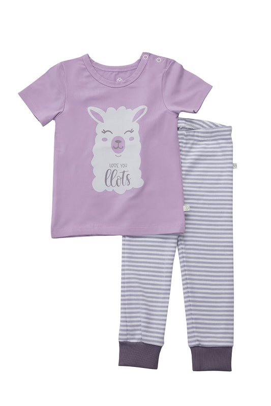 Organic 2 Pcs Pyjama set for Girls Aged 6m -4 Years colored Lilac