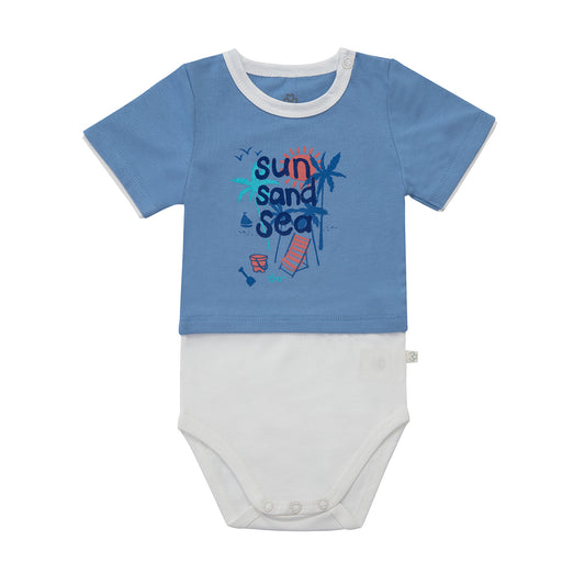 Organic T-shirt bodysuit for baby girls and boys Aged 0-24 Months colored Blue