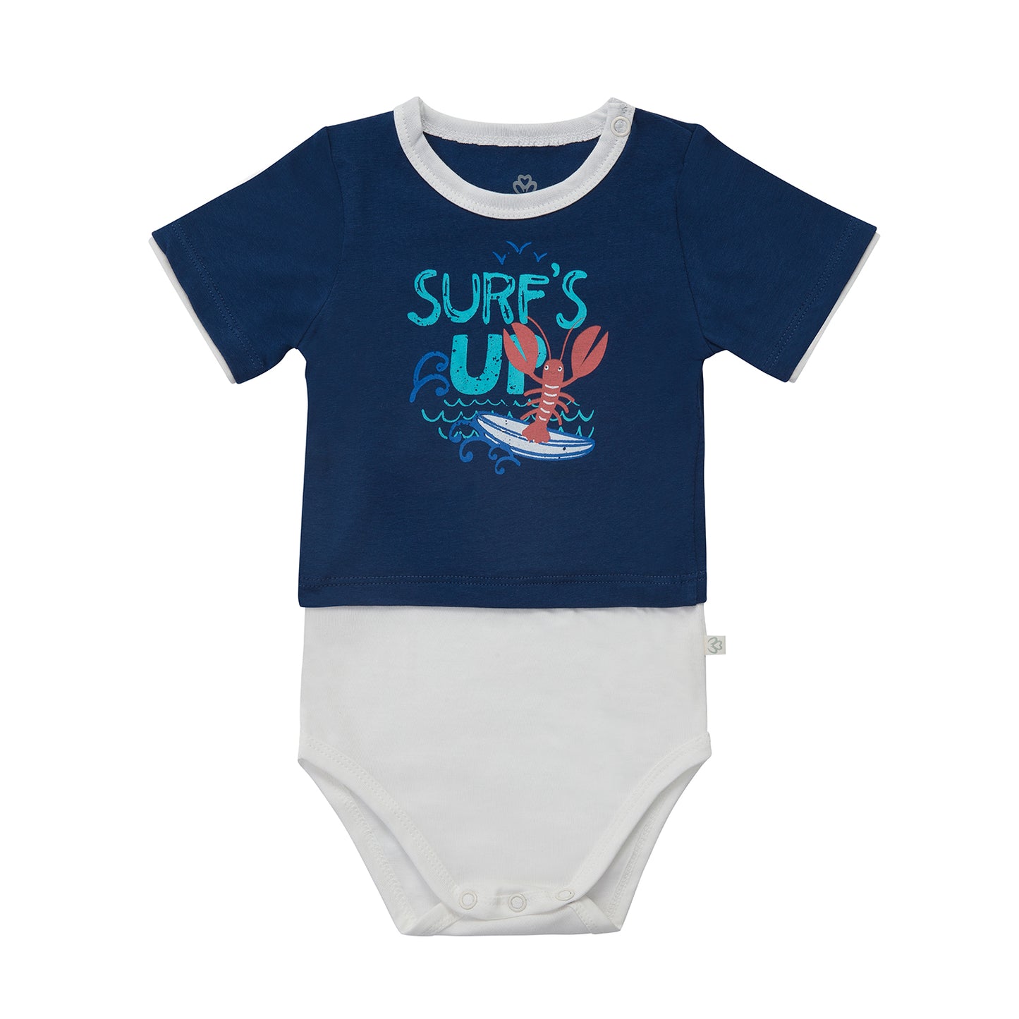 Organic T-shirt bodysuit for baby girls and boys Aged 0-24 Months colored Navy
