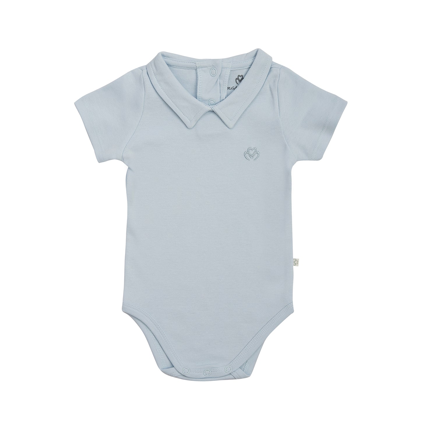 Organic Polo collar bodysuit for baby girls and boys Aged 0-24 Months colored Blue