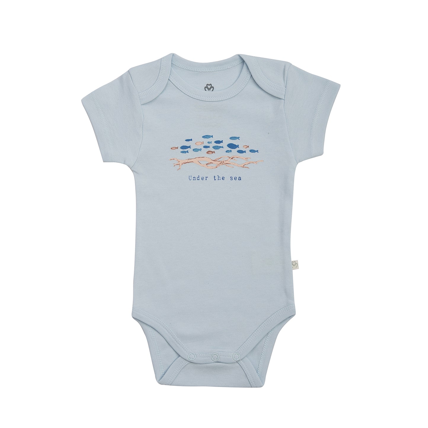 Organic Short sleeve bodysuit for baby girl and boy Aged 0-24 Months colored Blue