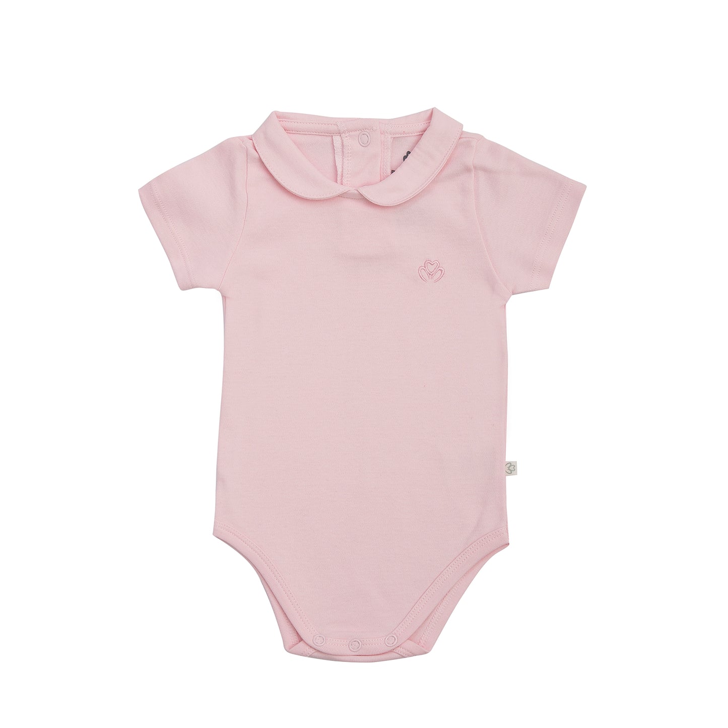 Organic Polo collar bodysuit for baby girls Aged 0-24 Months colored Pink