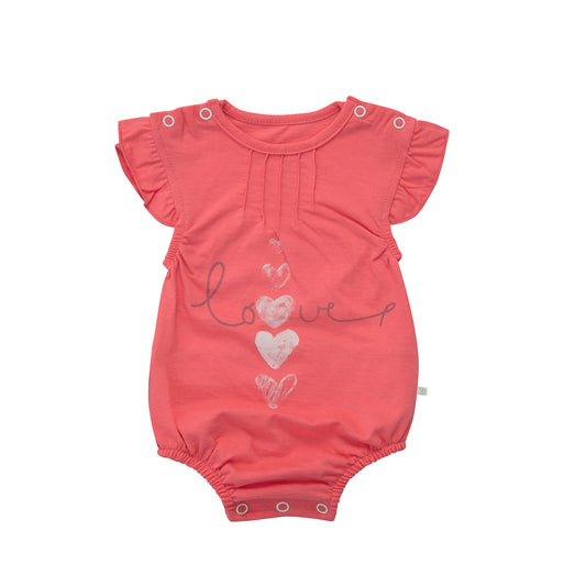 Organic Short sleeve bodysuit for baby girls with frills Aged 0-24 Months colored Pink