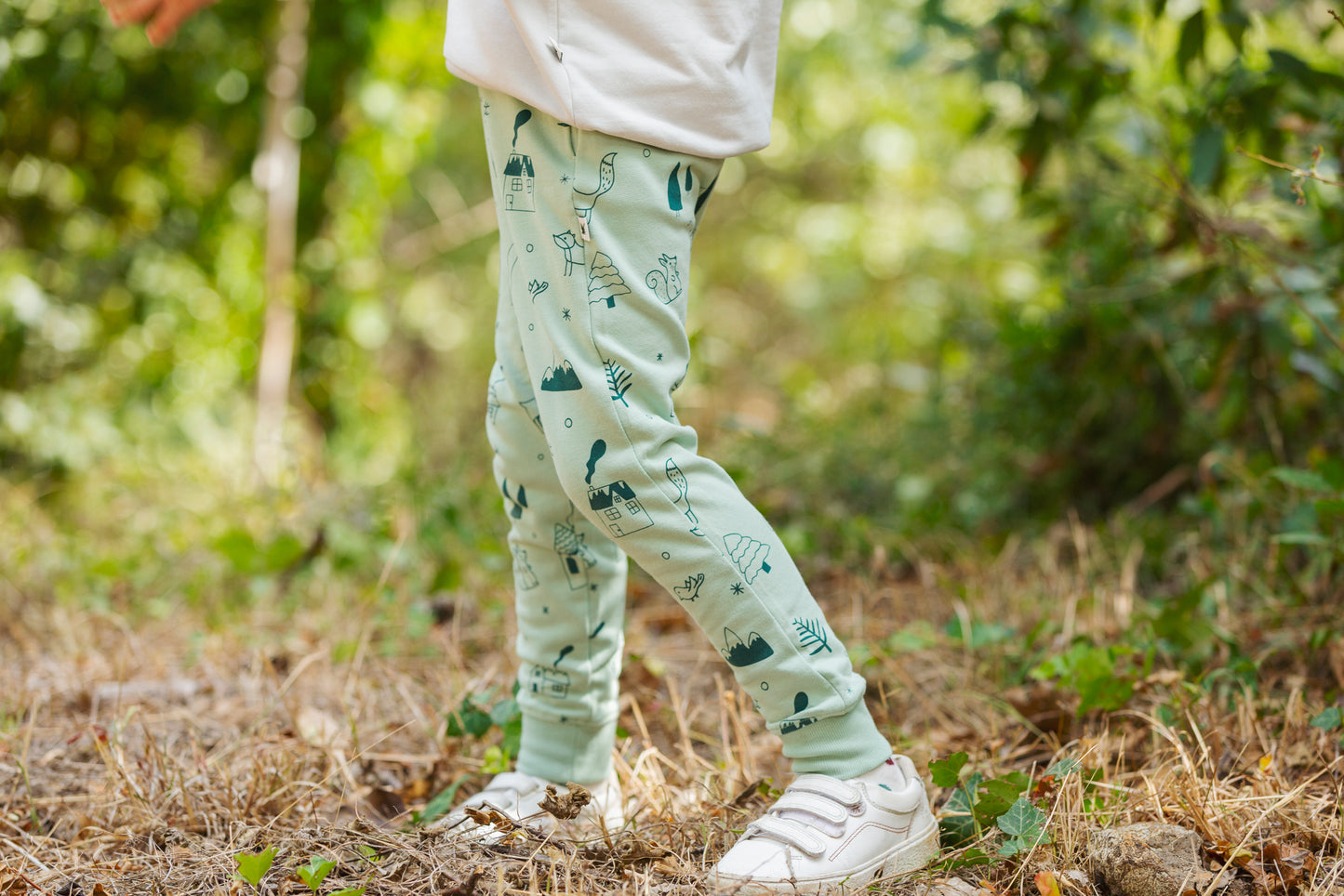 Organic cotton "Jogger" Pants - Aged 6m to 7 Yrs- Colored  Basil Green