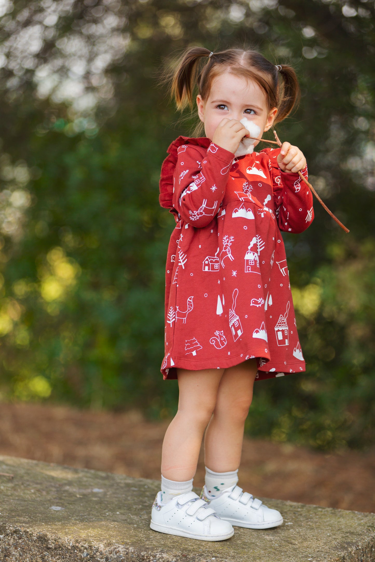 Long sleeve "Frills" Dress - Aged 12m to 5 Yrs- Colored  Bordeaux