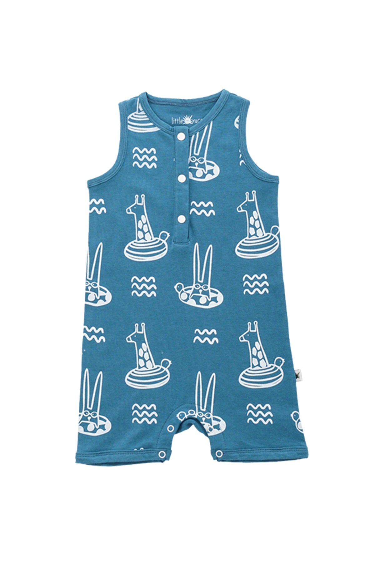 organic cotton Sleeveless Romper - Aged 12months - 24 months - Colored Blue